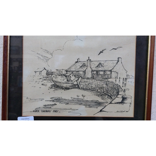 654 - 2 Framed Jim O'Farrell Sketches of Galway 1978