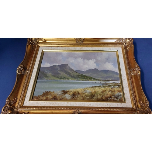 678 - Pair of Gilt Frame Oil on Canvas by Gerry Marjoram - Wooden Bridge Wicklow & Eagle Rock Killarney - ... 