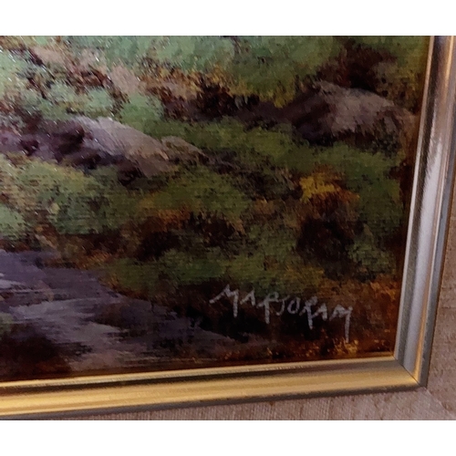 678 - Pair of Gilt Frame Oil on Canvas by Gerry Marjoram - Wooden Bridge Wicklow & Eagle Rock Killarney - ... 