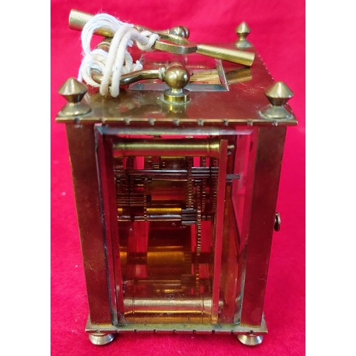 716 - Brass Carriage Clock with Swing Handle and Key