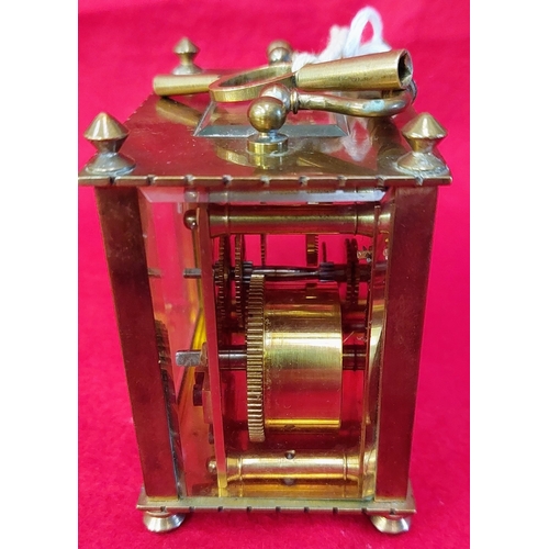 716 - Brass Carriage Clock with Swing Handle and Key