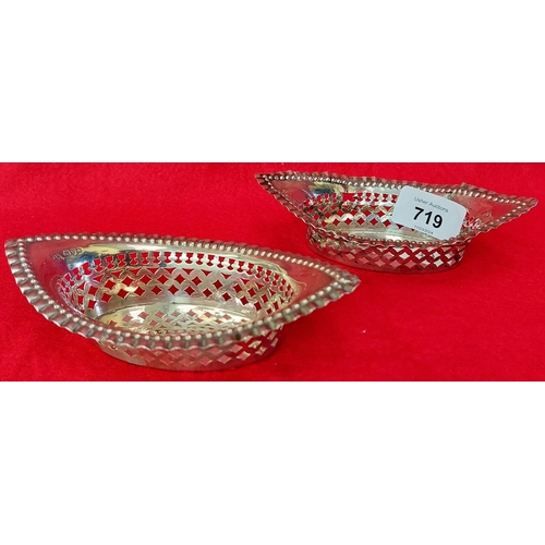 719 - Pair of Chester Pierced Silver Bon Bon Dishes