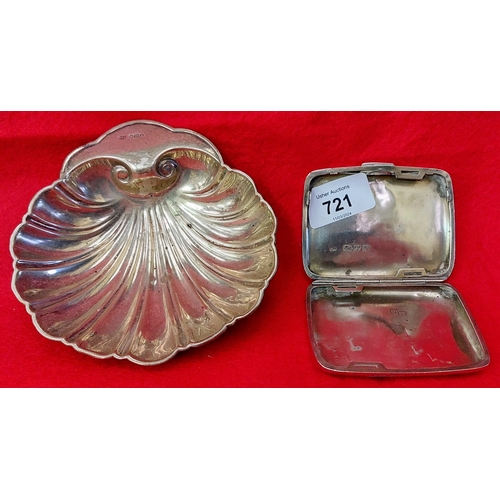 721 - Chester Silver Card Case & Sheffield Silver Scalloped Dish