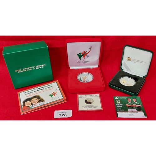 728 - 3 Sporting Commemorative Coins - Ireland Women's Football Silver Proof €15 Coin, Silver Proof €10 Sp... 