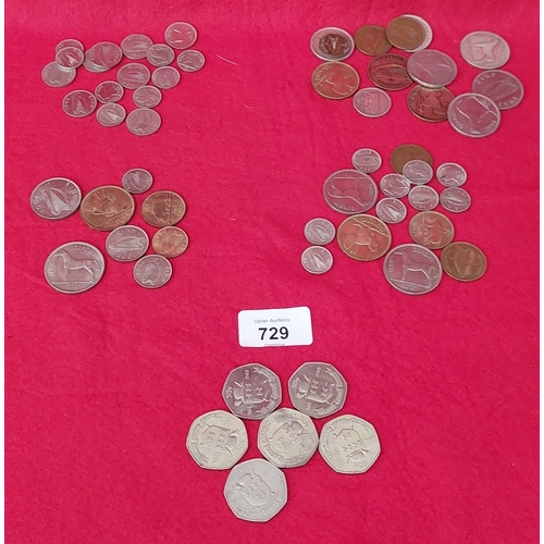 729 - Collection of Irish Coins - inc Millenium Fifty Pence Pieces, Irish Pre Decimal Coins etc