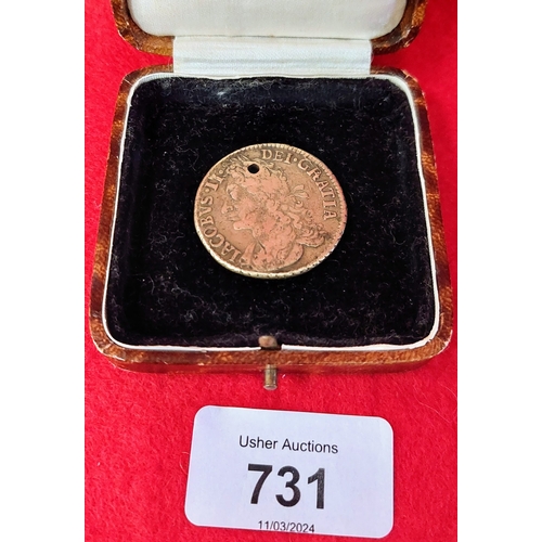 731 - 1689 James II Gun Money - Copper & Brass Halfcrown