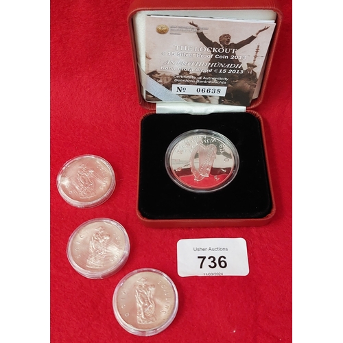 736 - 3 Padraig Pearse Commemorative 1966 Coins & a Cased 