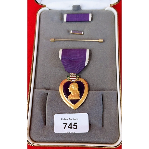 745 - Cased Purple Heart Medal