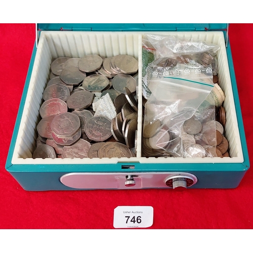 746 - Money Box with Large Collection of Coins to include Irish Millenium 50p's, 1973 British EU Commemora... 