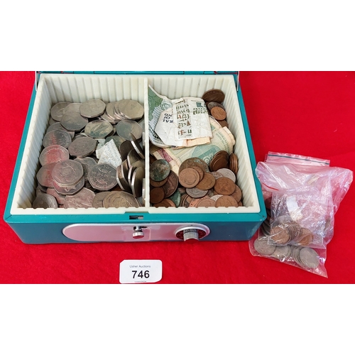 746 - Money Box with Large Collection of Coins to include Irish Millenium 50p's, 1973 British EU Commemora... 