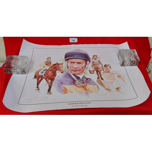 748 - Signed Lester Piggott Print by Gary Keane