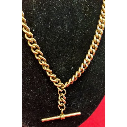 750 - Heavy 9 ct Gold Muff Chain with T Bar - 85 grams