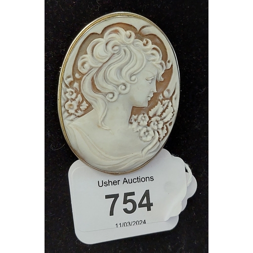 754 - Large Cameo Brooch - 800 Silver