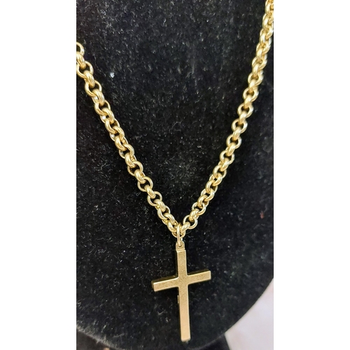 758 - 18 ct Plated Gold Chain with 9ct Gold Cross