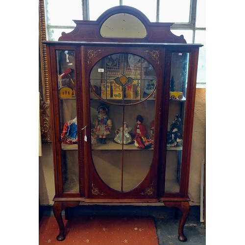 781 - Victorian Mahogany Single Door Inlaid Display Cabinet - C. 106cm W x 36cm D x 178cm H