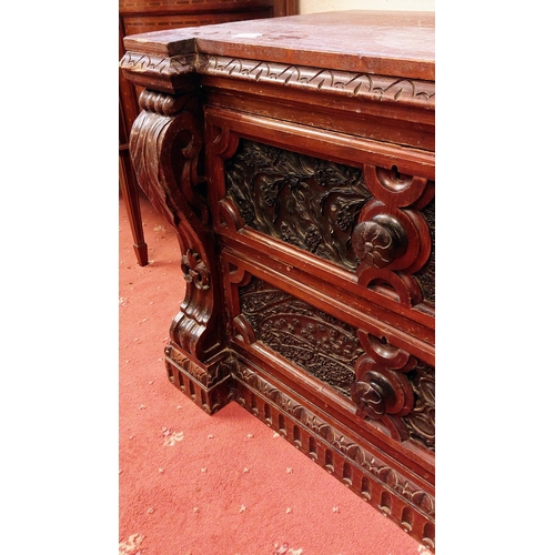 785 - Highly Carved 2 Drawer Mahogany Chest - C. 89cm W x 56cm D x 66cm H