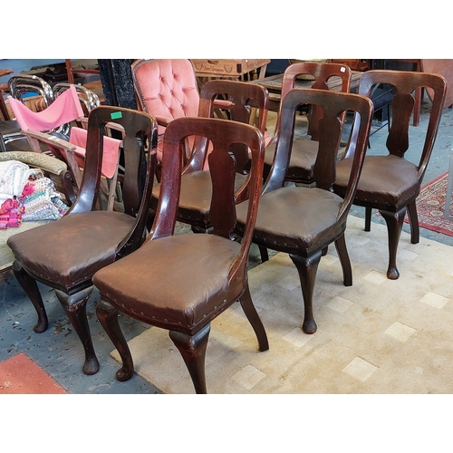 790 - Set of 6 Victorian Curved Back Mahogany Dining Chairs