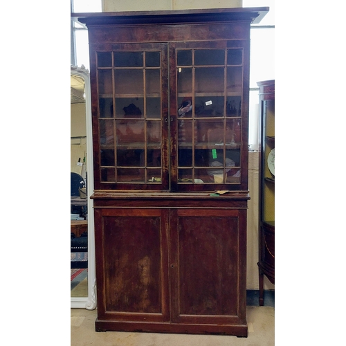 794 - Victorian Mahogany Glazed 2-Door Bookcase - C. 120cm W x 39cm D x 207cm H