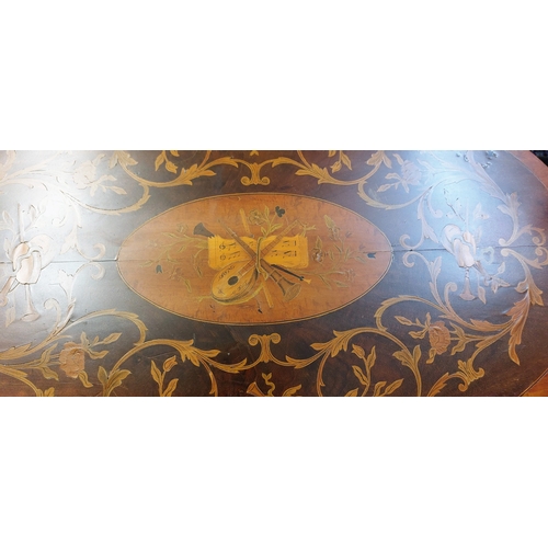 795 - Highly Inlaid Oval Table Top - C. 90cm x 57cm