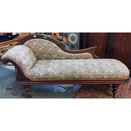 803 - Victorian Mahogany Carved Chaise Lounge