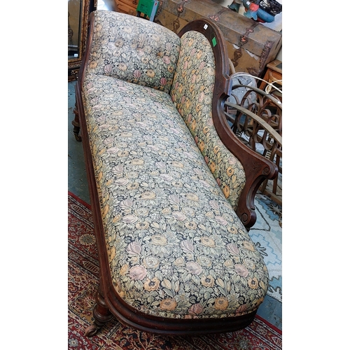 803 - Victorian Mahogany Carved Chaise Lounge