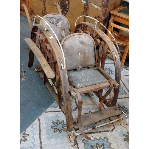 809 - Antique Double Seat Childrens Cart