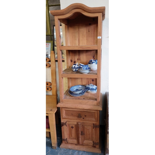 820 - Mexican Pine Shelved Unit - C. 60cm W x 49cm D x 186cm H