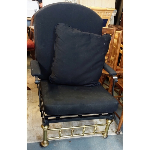 825 - Victorian Brass & Iron Military Campaign Chair / Bed