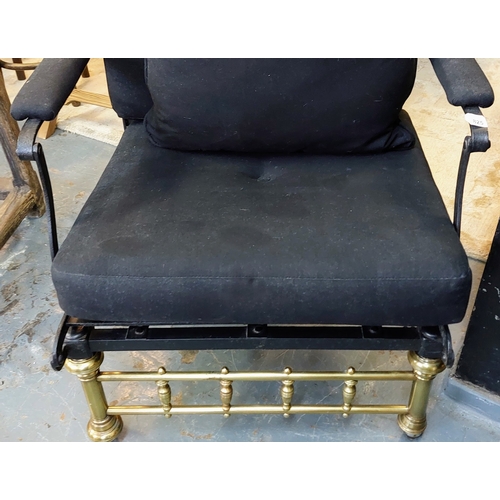 825 - Victorian Brass & Iron Military Campaign Chair / Bed