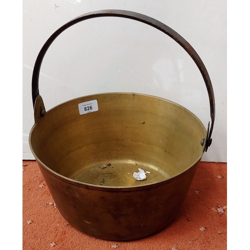 826 - Brass & Metal Handle Pot