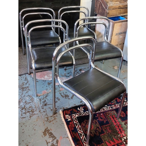 837 - Set of 5 Chrome & Leather Seat Chairs