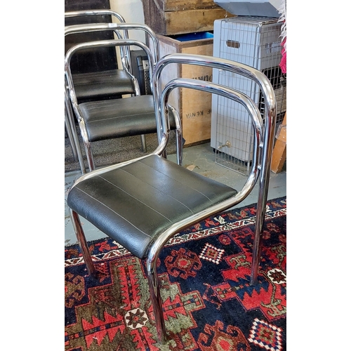 837 - Set of 5 Chrome & Leather Seat Chairs