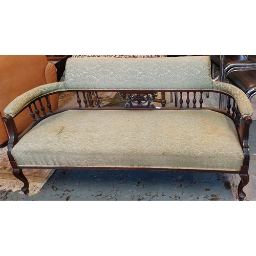 841 - Edwardian Mahogany Curved Arm Window Settee