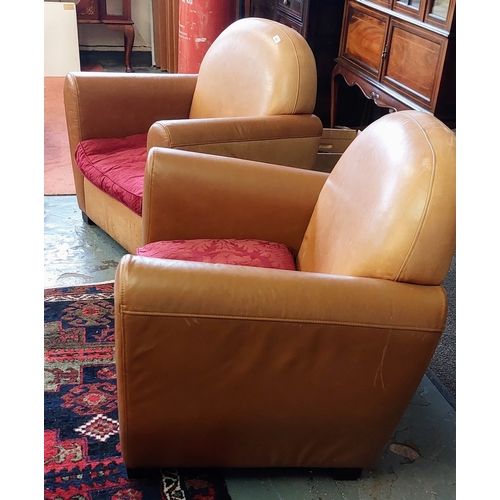 846 - Pair of Tan Leather Armchairs