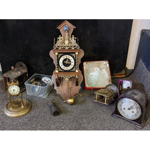 862 - Box Lot including Clocks & Glass Clock Fronts etc