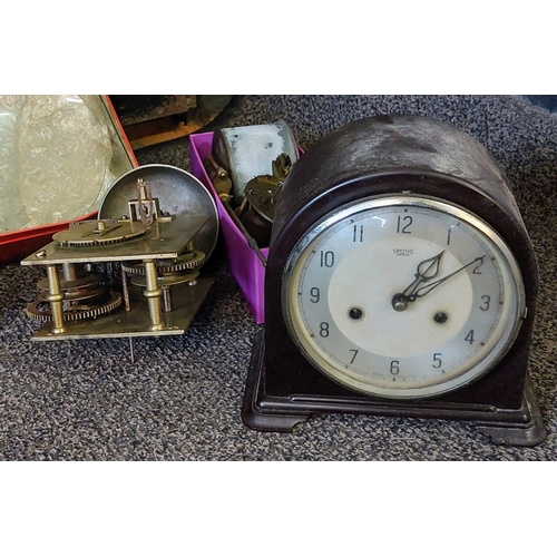 862 - Box Lot including Clocks & Glass Clock Fronts etc