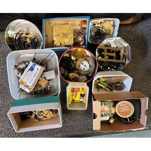 864 - Large Basket of Misc Clock Parts, Spares, Springs etc