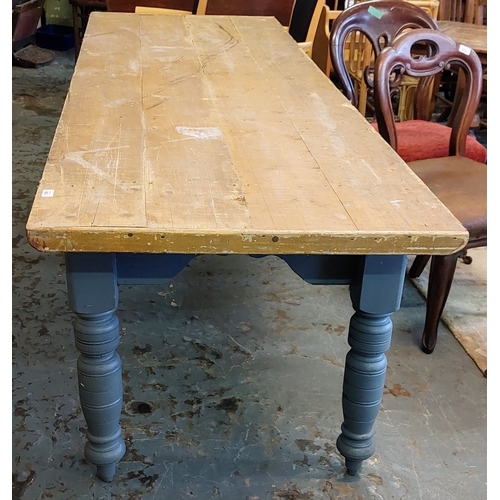 865 - Long pine Top Kitchen Table - C. 247cm W x 80cm D x 73cm H