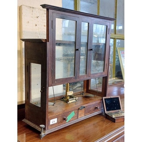 874 - Mahogany Cased Chemists Scales & Weights