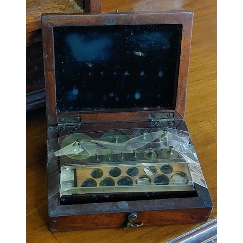 874 - Mahogany Cased Chemists Scales & Weights