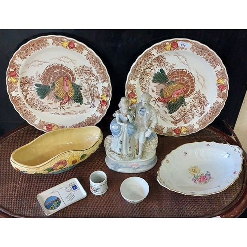 875 - Lot of Platters, Bowls and Dresden Figure