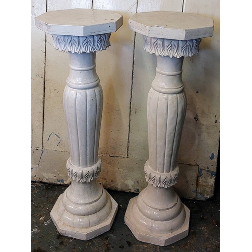 882 - Pair of Composite Stone pillars - C. 89cm H