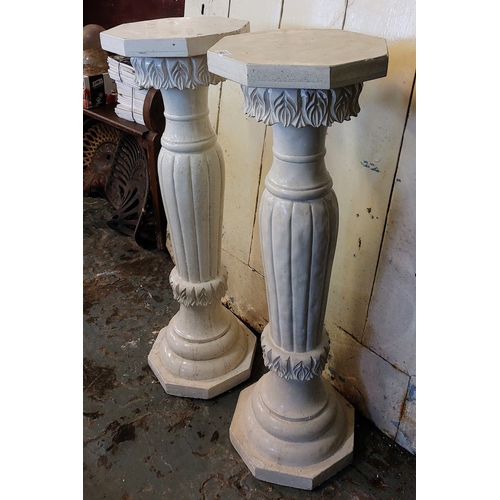 882 - Pair of Composite Stone pillars - C. 89cm H