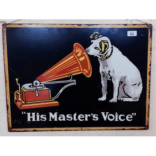 894 - His Masters Voice Tin Sign - C. 61cm W x 46cm H