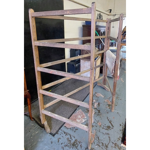 896 - Large Pine Folding Clothes Airer - C. 140cm W x 155cm H