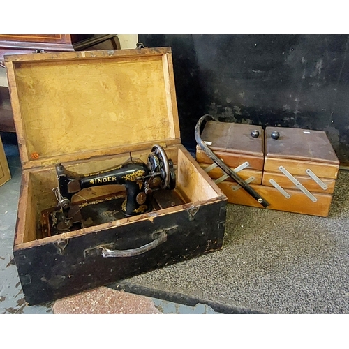 920 - Vintage Sewing Box & Cased Singer Sewing Machine