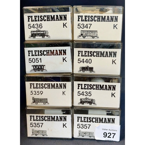 927 - Lot of 8 Fleischmann Cased Wagons / Carriages - 5357, 5357, 5359, 5440, 5051, 5435, 5436, 5347