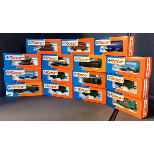 948 - 15 Roco Boxed HO Wagons / Carriages - 44833, 46948, 47282, 47078, 46754, 46948, 46948, 46948, 44821,... 