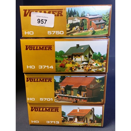 957 - 4 Boxed Vollmer HO Buildings - 3713, 5750, 3714, 5701