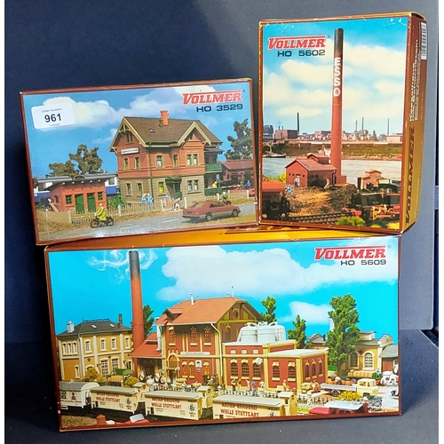 961 - 3 Boxed Vollmer HO Buildings - 3529, 5602, 5609